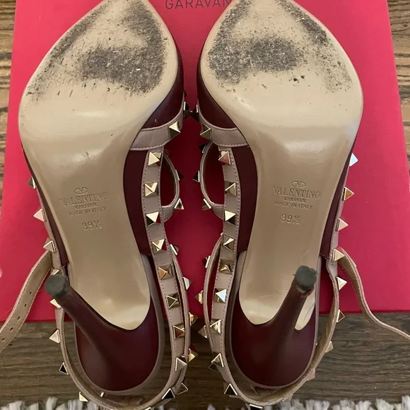 Valentino Rockstud Burgundy Heels - Picture 5 of 6